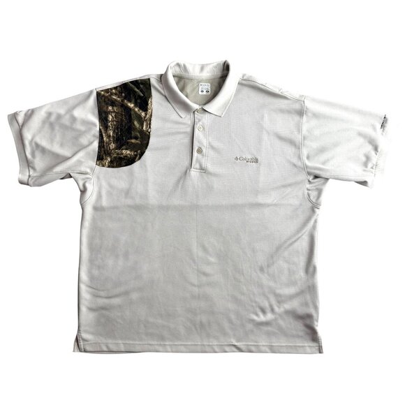 Columbia Hunting Shooting Shirt Mens M Polo White Camo Short Sleeve Breathable - Picture 3 of 7